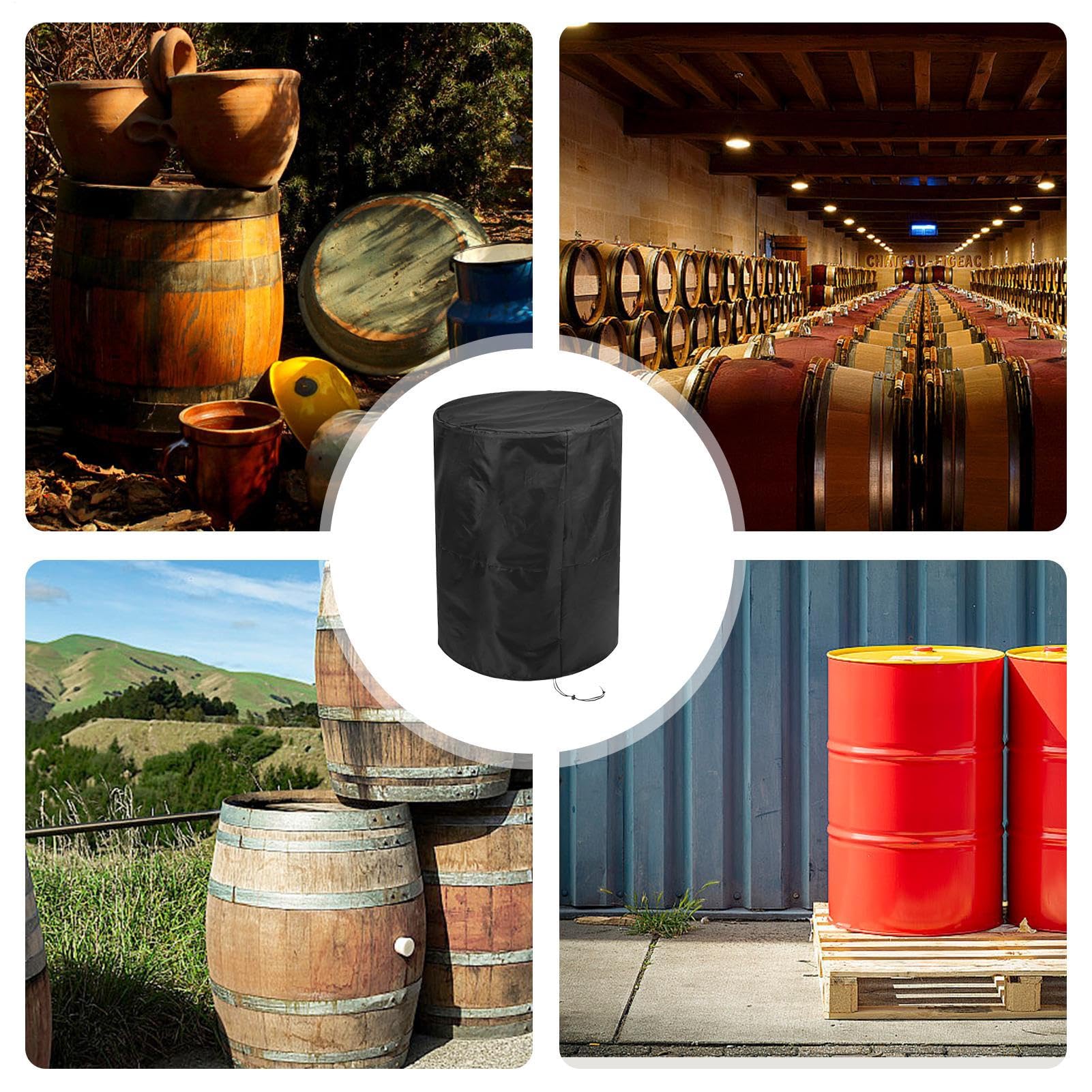 Housse de protection pour tonne à eau imperméable, bâche complète en tissu Oxford, adaptée pour tonne à eau étroite, baril de pluie, baril à vin, coupe-vent, résistante à l'hiver, résistante aux