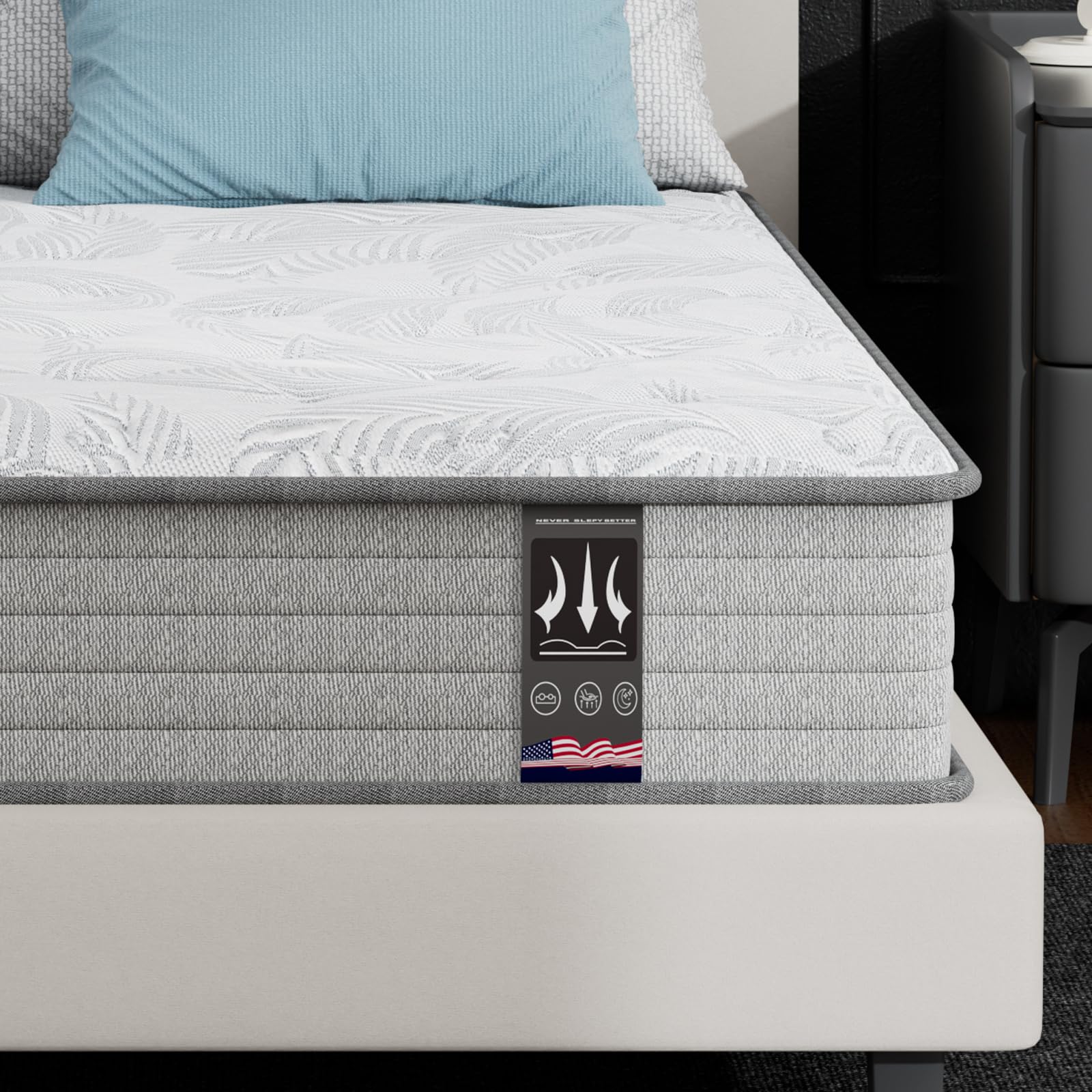 MSJh Twin XL Mattress,12 Inch Twin XL Hybrid Mattress for Kids,Fiberglass Free, Medium Plush, Foam and Spring Hybrid for Motion Isolation, Pressure