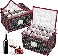 Vista 11 de VERONLY Caja de almacenamiento para copas de vino con divisores con capacidad para 24 estuches de almacenamiento de copas o recipientes de cristal