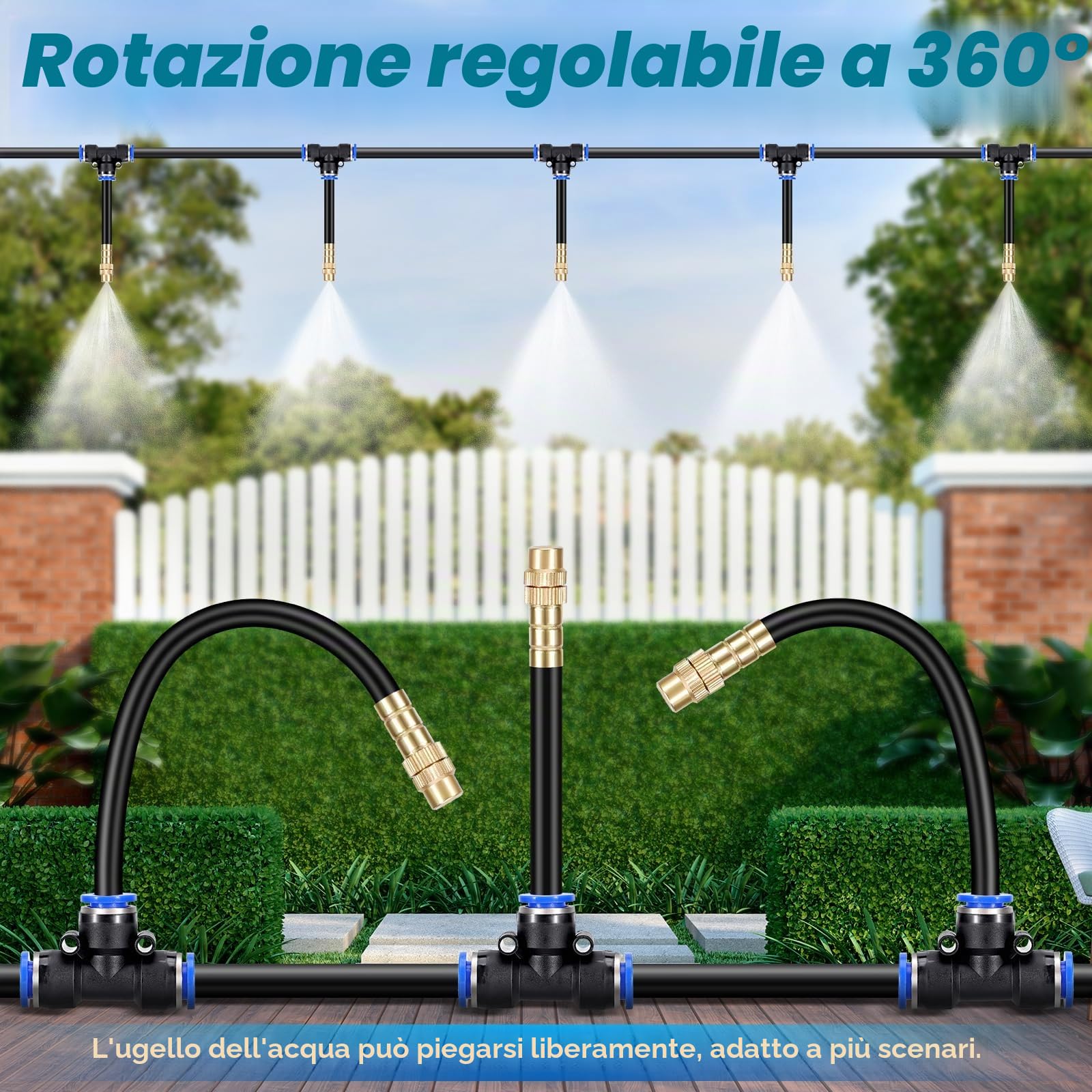 Kit Impianto di Irrigazione, 2025 Nuovo Impianto di Irrigazione, Impianti di Irrigazione per Piante da Esterno, Impianto di Irrigazione da Giardino con Ugello Regolabile e Pieghevole (20M)