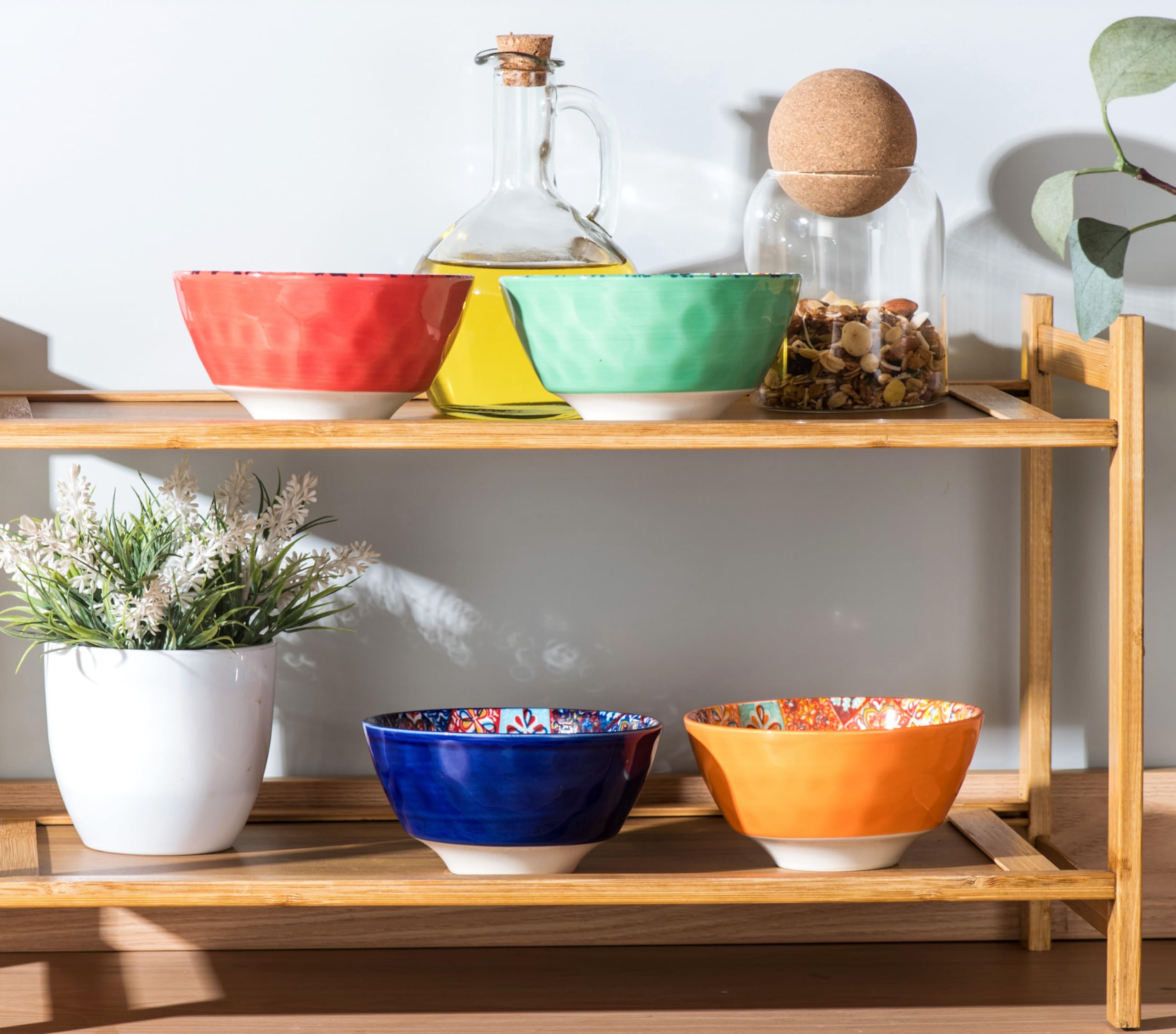 Müslischalen Bunt, Suppenschalen Pastaschalen Porzellan für 4 Personen - 380ml,Salatschüssel Schalen Set für Ramen, Dessert, Suppen, Müsli, Pasta