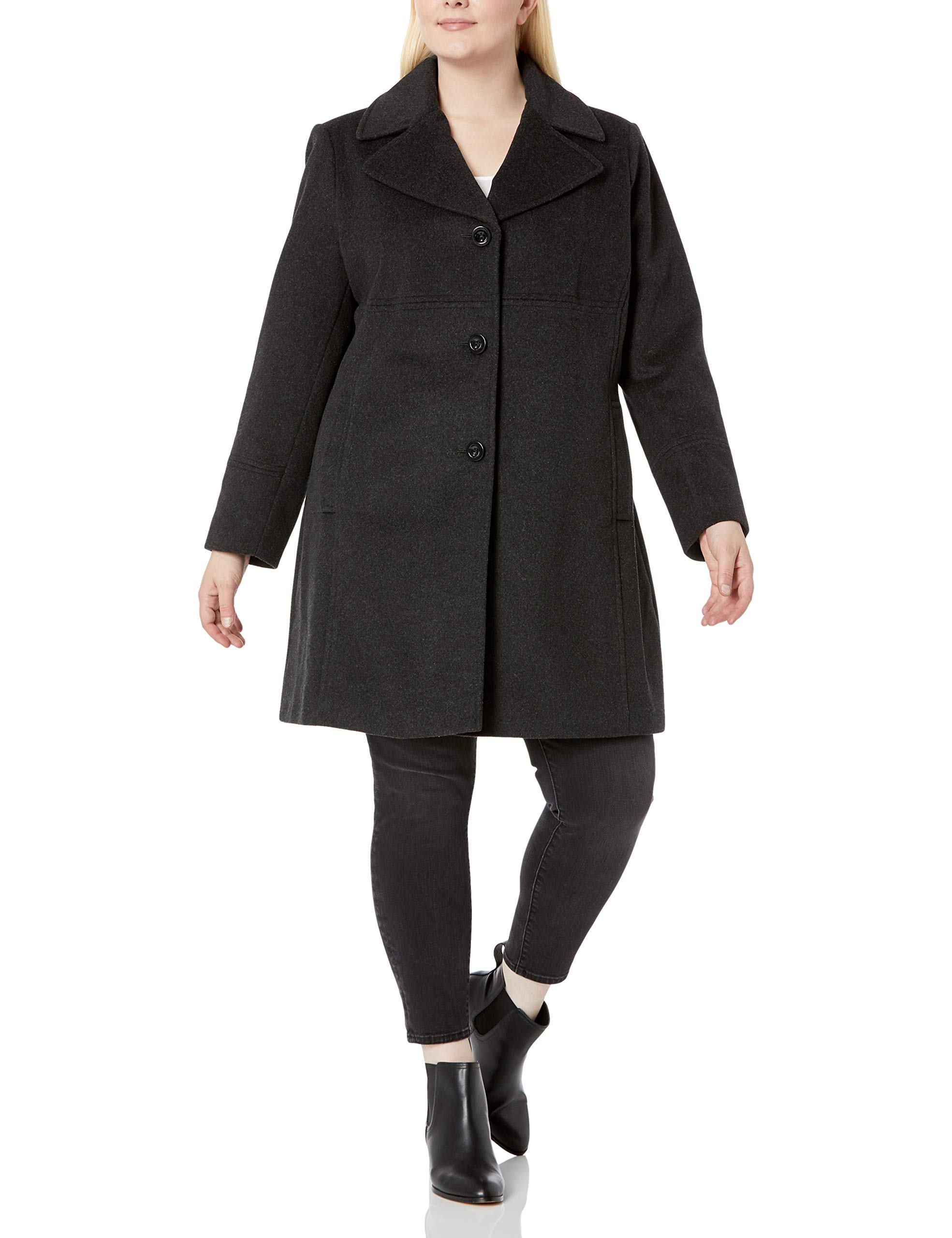 Larry LevineWomen's Plus-Size Single-Breasted Wool Coat