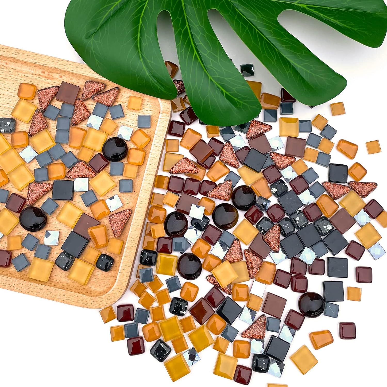 LITMIND 1.1LB Coffee Blend Irregular Crystal Glass Mosaic Tiles for Crafts - Perfect for Mosaic Art Projects, Puzzles, and Home Décor image 2