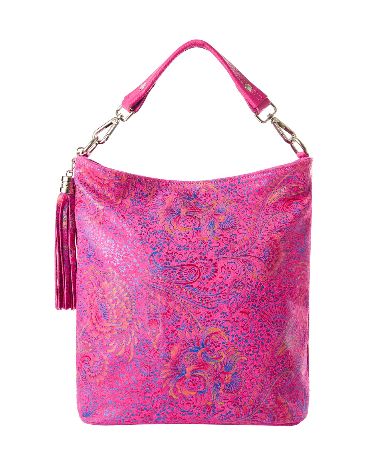 Joe Browns Women's Bold Paisley Print Suede Bag , Pink, One Size