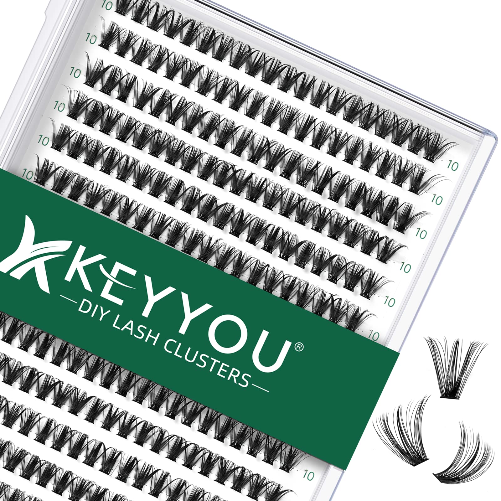 KEYYOU Wimpern Extensions 300pcs Cluster Lashes 40D D Curl 10mm Einzelne Wimpern Volume Natürlich Sanft Wimpernverlängerung（40D-D-10）
