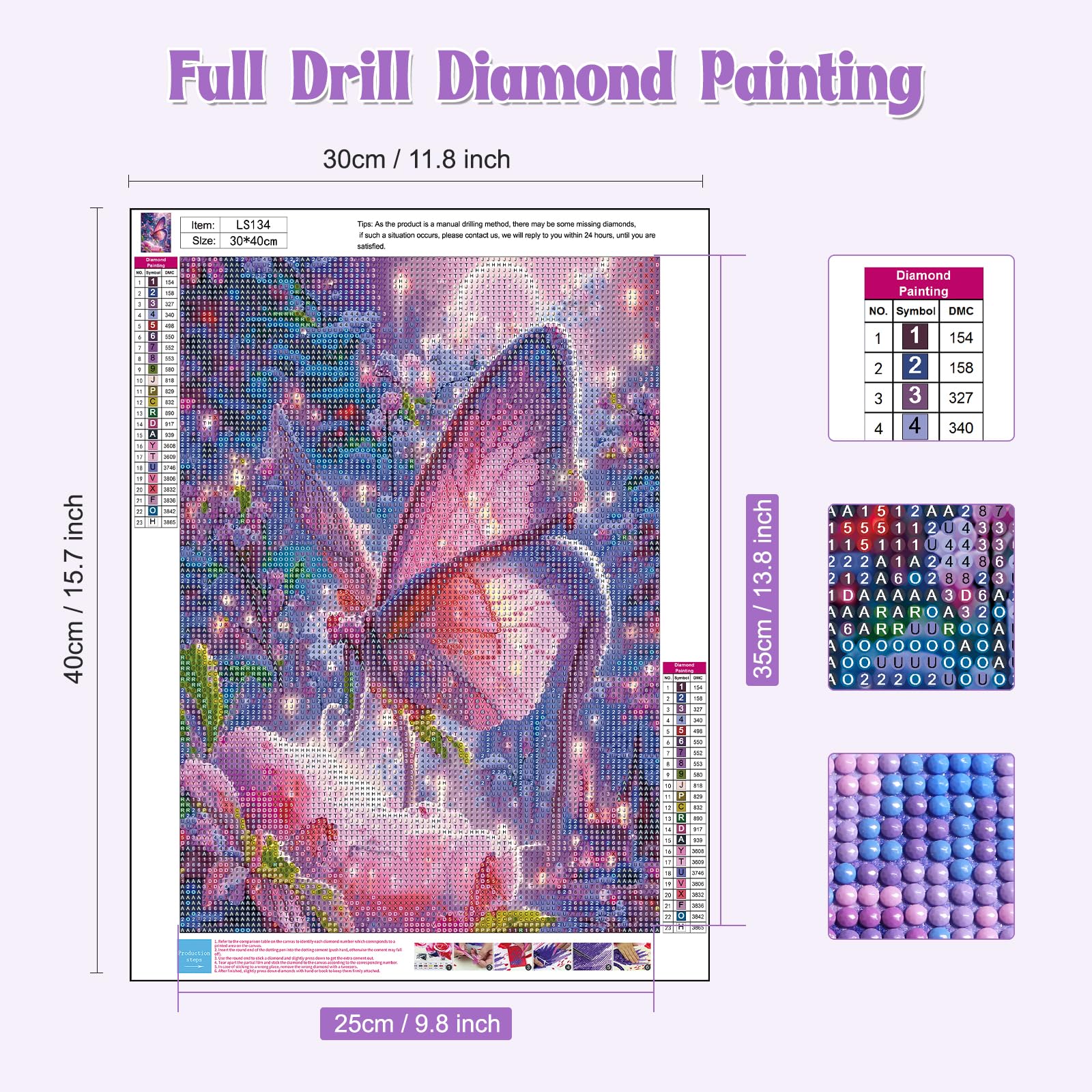 Diamond Painting Stitch 5D Diamond Painting Papillon Bleu, DIY Broderie Diamant Painting Animal Point De Croix, Peinture Diamond Painting Enfant 8 Ans
