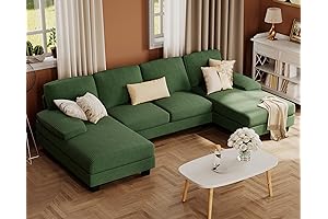 Enhance Your Home's Charm with the Furmax Sectional Sofa in Green Corduroy