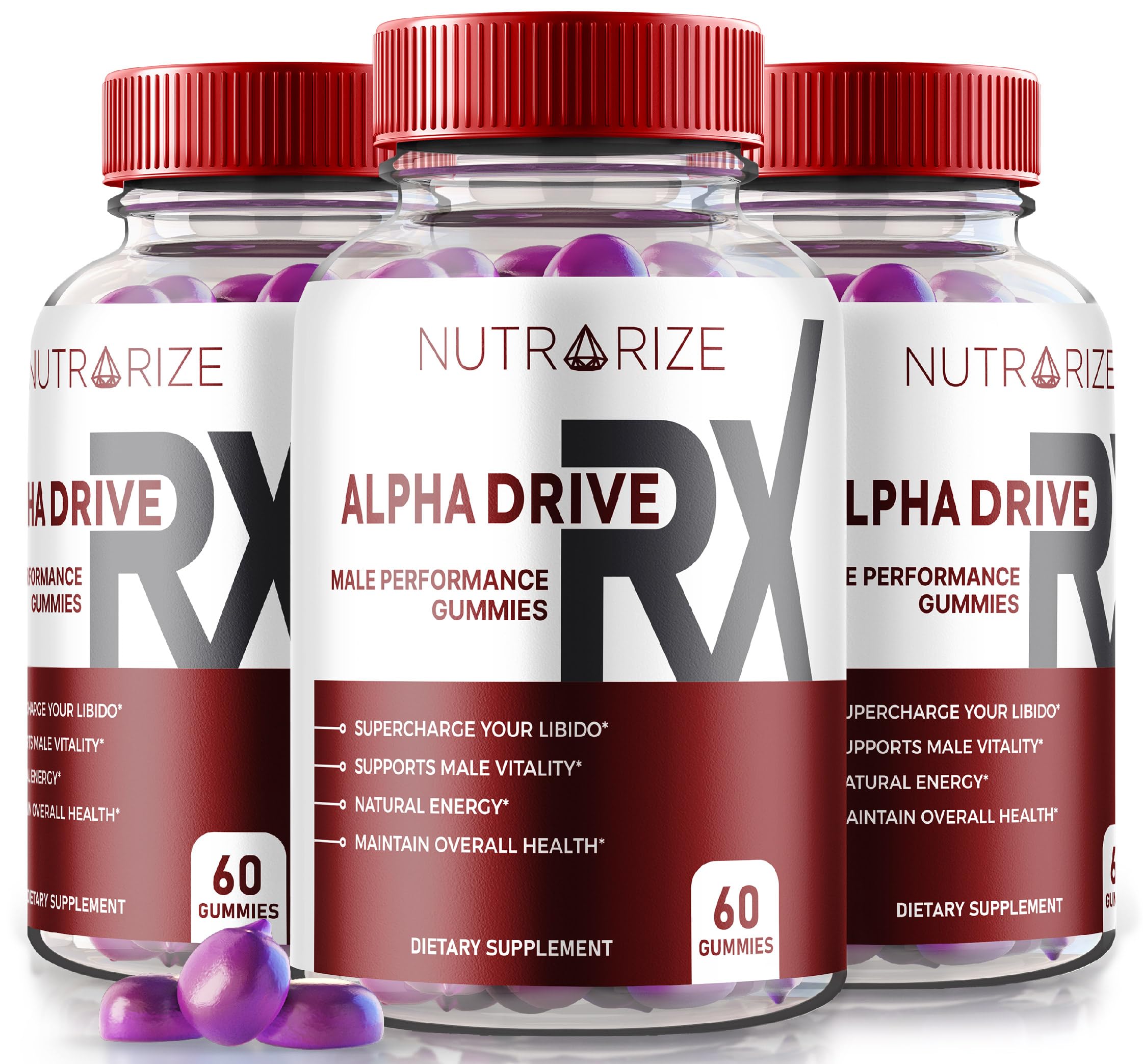 (Pack of 3 Alpha Drive RX Gummies for Men, Your Daily Supplement to Support Peak Performance and Overall Well-Being, Official Reviews (180 Gummies)
