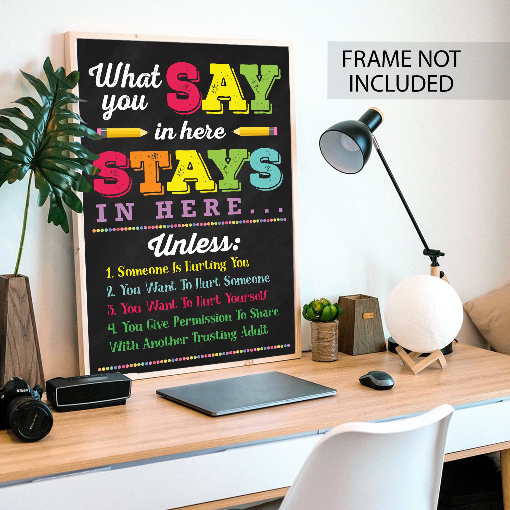 2 Pcs What You Say In Here Stays In Here Poster Counselor Office Decor Counseling Office Confidentiality Posters Therapist Offices Social Worker Sign Prints for Counselor School Classroom 10x14 inches - Image 3