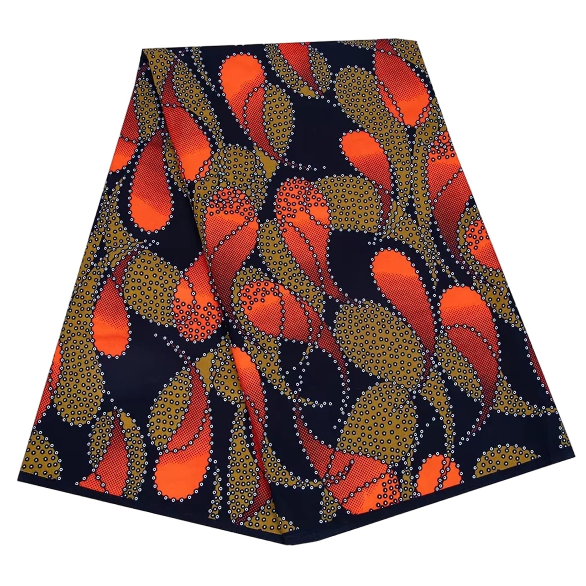 Tissu imprimé africain Ankara orange anti-froissage pour coudre jupes et artisanat facilement