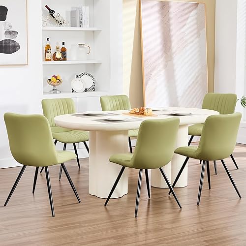 Miniatura 3 de Juego de 2 sillas de comedor, modernas sillas de comedor con cojines gruesos, sillas tapizadas de piel sintética para cocina, comedor con patas de