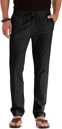 Sailwind Men's Drawstring Linen Pants Casual Summer Beach Trousers