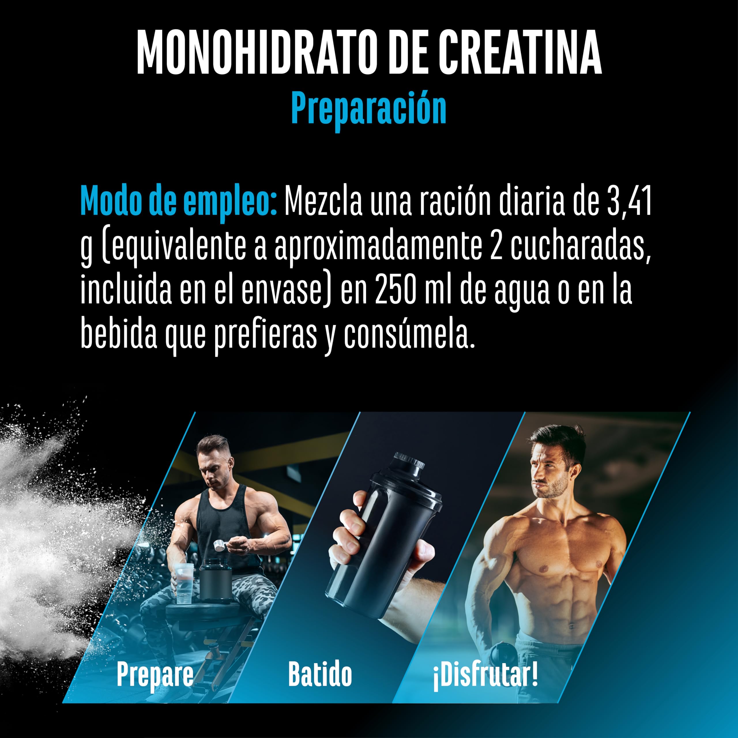 Creatina Monohidrato en Polvo 1000 g – Creatina Monohidrato Microfina, muy Soluble y de Alta Dosificación – Sin Aditivos innecesarios – Vegana – 293 Porciones