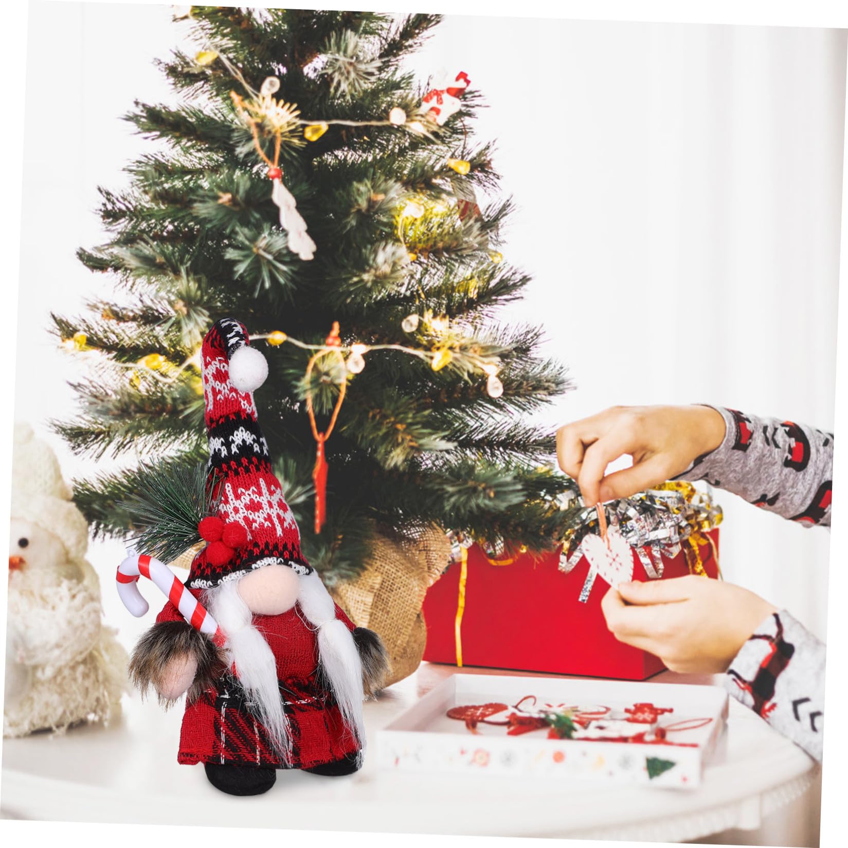 Toyvian 6 Piezas Conjunto de Gnomos Navideños de Peluche Rojo Copos