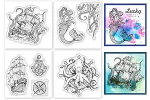 GLOBLELAND 4Pcs Mini Mermaids Clear Stamps