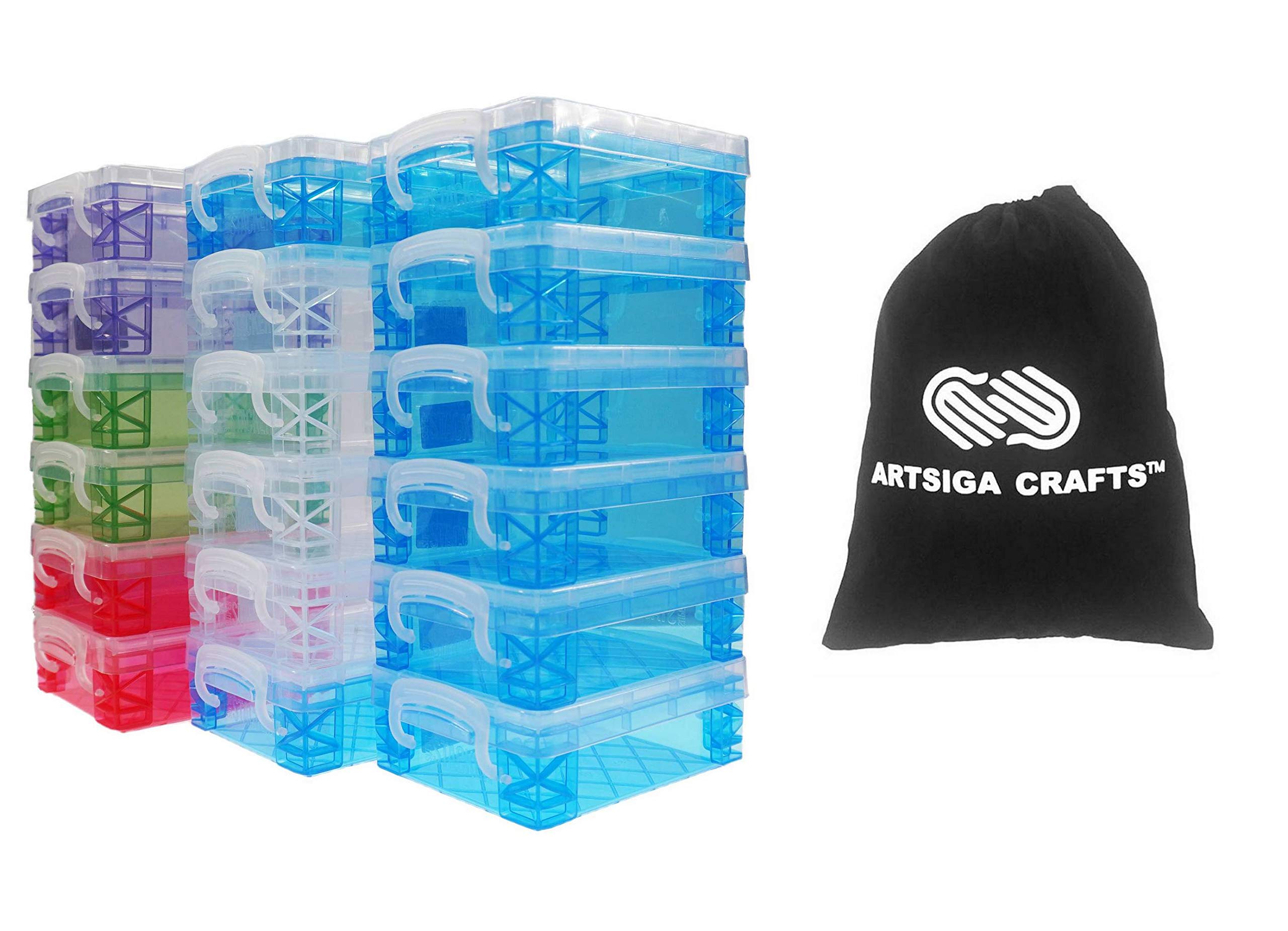 Advantus Super Stacker Crayon Box 8 Blue, 4, Clear, 2 Green, 2 Purple, 2 Pink 1.6 x 3.5 x 4.8 in. 61612 (18-Pack) bundled with 1 Artsiga Craft Bag