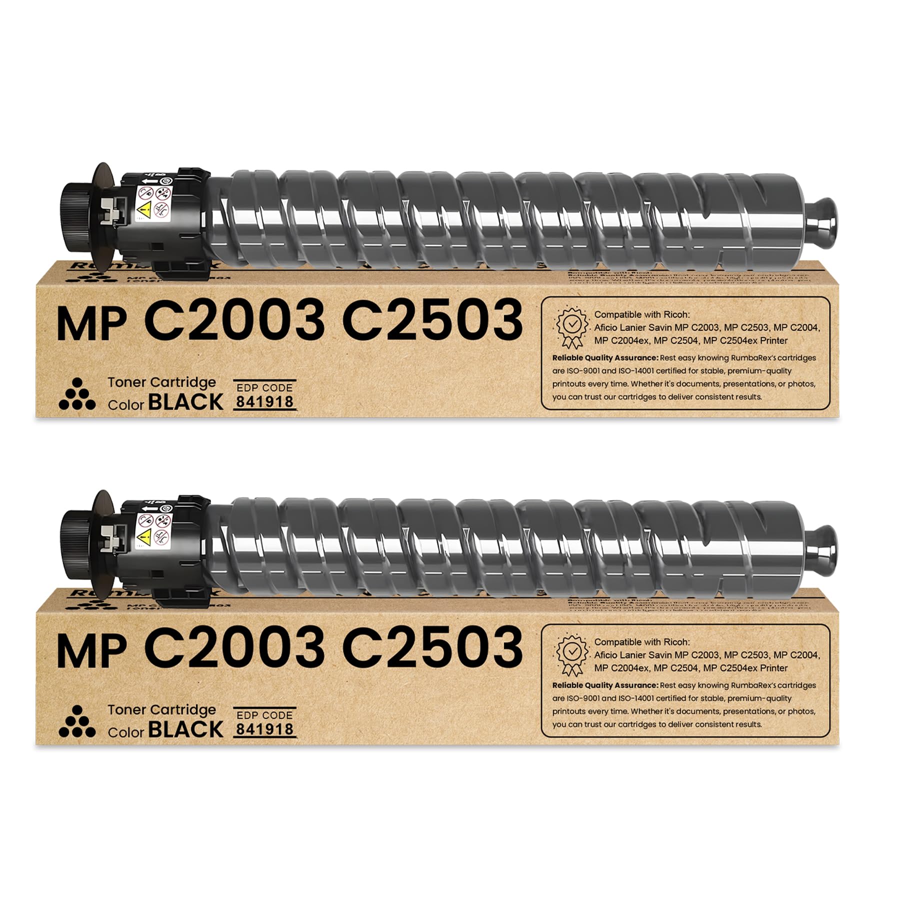 Photo 1 of RumbaRex MP C2003 MP C2503 Toner Cartridge 841918 Toner Replacement for Ricoh Aficio Lanier Savin MP C2003 C2503 C2004 C2504 Printer Ink Black 2-Pack