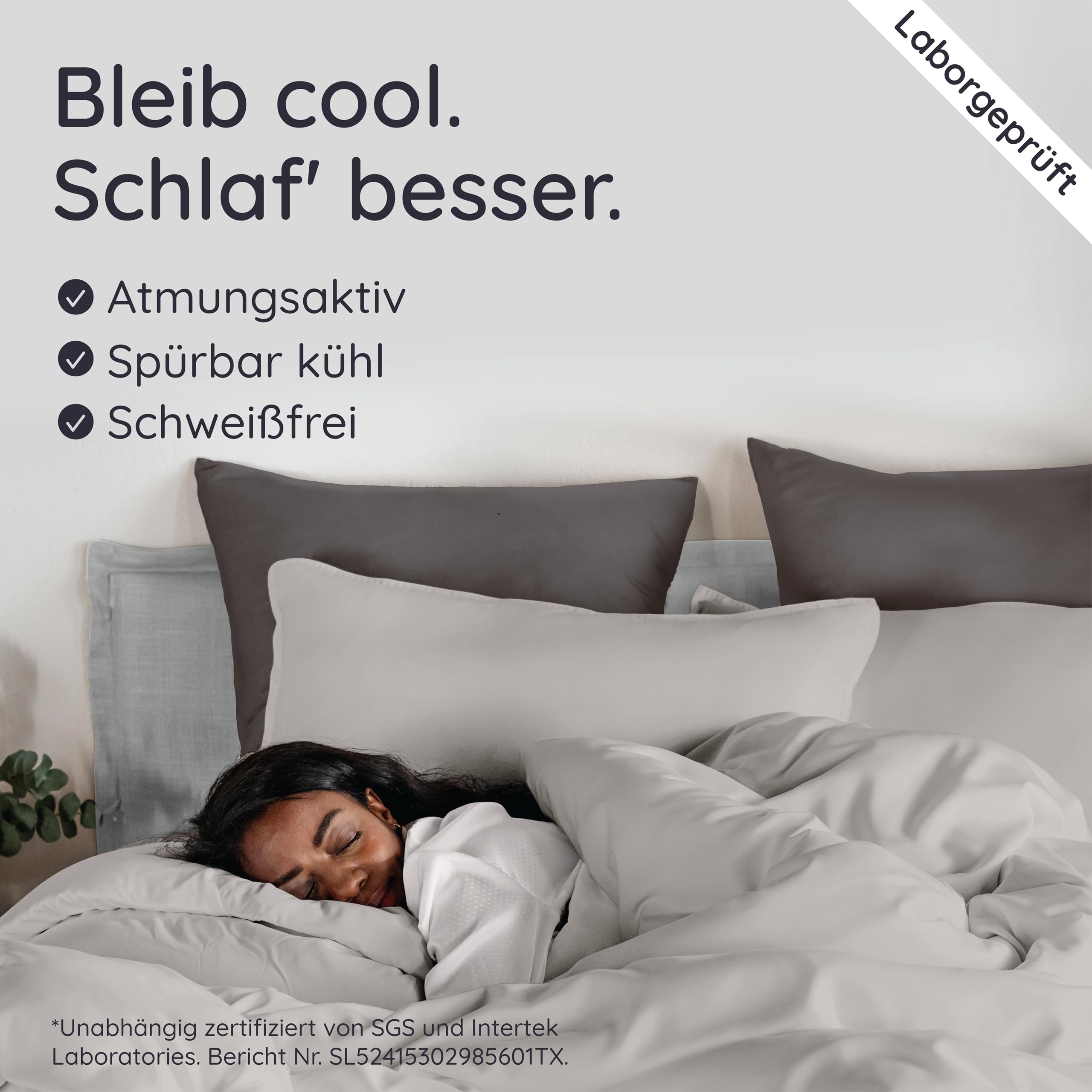 Bambaw Kühlende Bettwäsche Bambus 135x200 cm, 2-Teilige Set (Hellgrau)