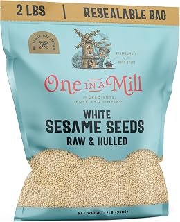 One in a Mill Hulled White Sesame Seeds 2LB - Pure Raw Non-GMO for Tahini, Salads, Baking | Vegan OU Kosher