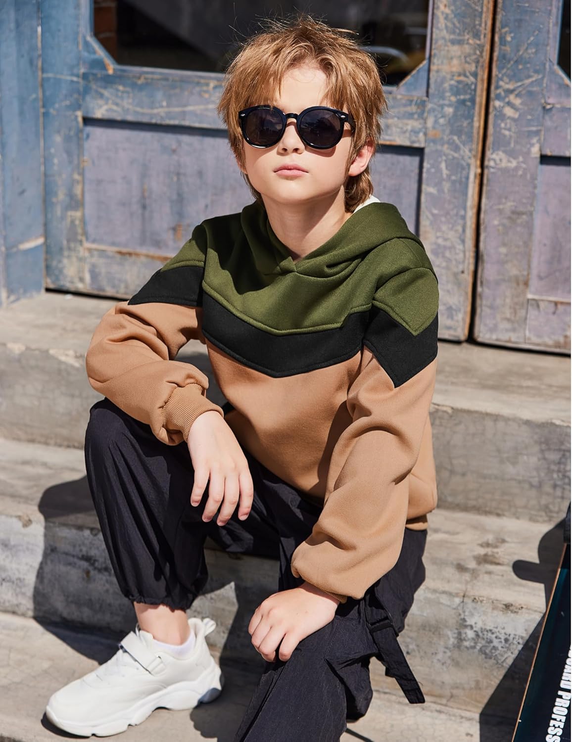 Arshiner Boy's Color Block Pullover Fleece Hoodie Long Sleeve Casual Sweatshirt with Pocket Age 3-13 Years - Image 6