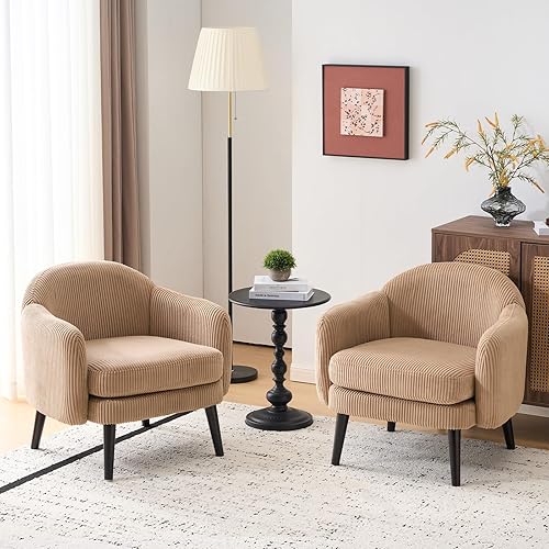 VINGLI Juego de 2 sillones modernos de 30.3 pulgadas de ancho con reposabrazos de pista, patas de madera maciza, cómodas sillas tapizadas, sofá