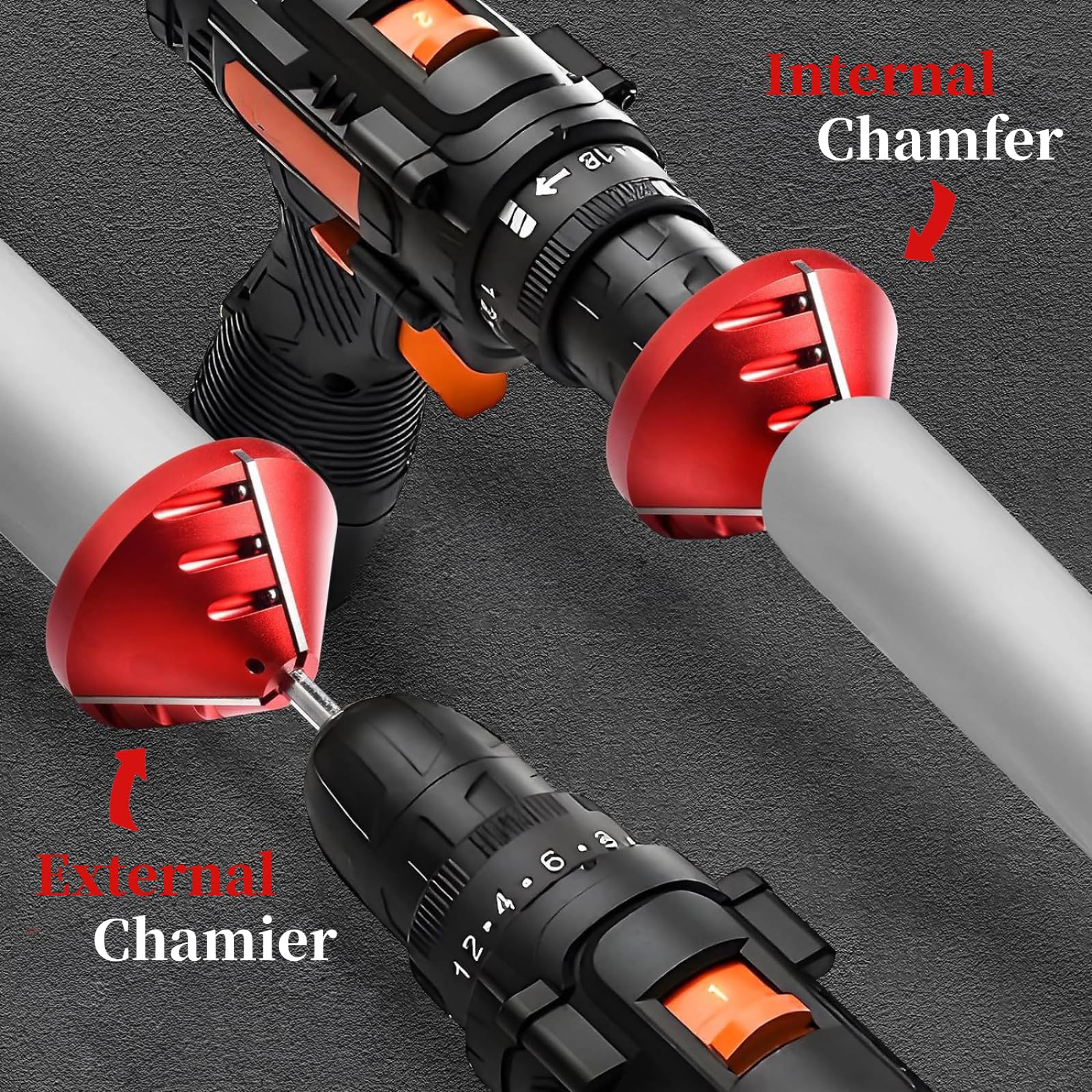 PVC Chamfer Tool, 2 in 1 Inner Outer PVC Deburring Tool, Pipe and Tubing Chamfer Tool for OD 0.92 to 3.89, ID 0.75 to 3.5 CPVC ABS PP PE Pipe, PVC Pipe Reamer