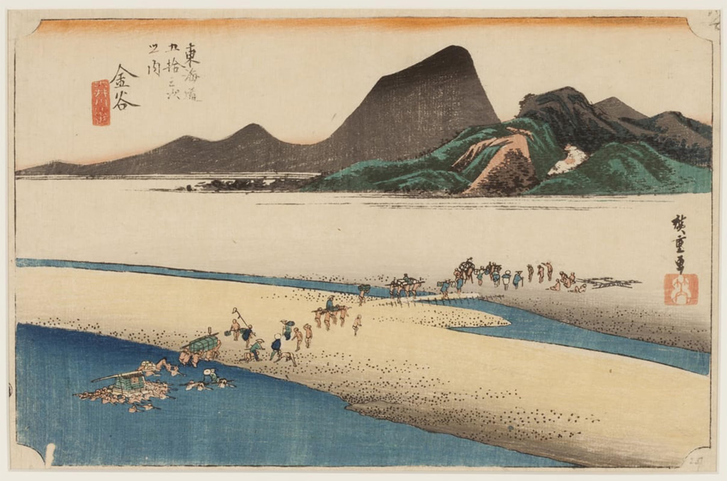 SERENDIPITP Abstract Painting Mural Print Picture Wall Decor Painting Enshu Bank of the Oi River by Utagawa Hiroshige Vintage Wall Artwork for Home Decor 60x90cm