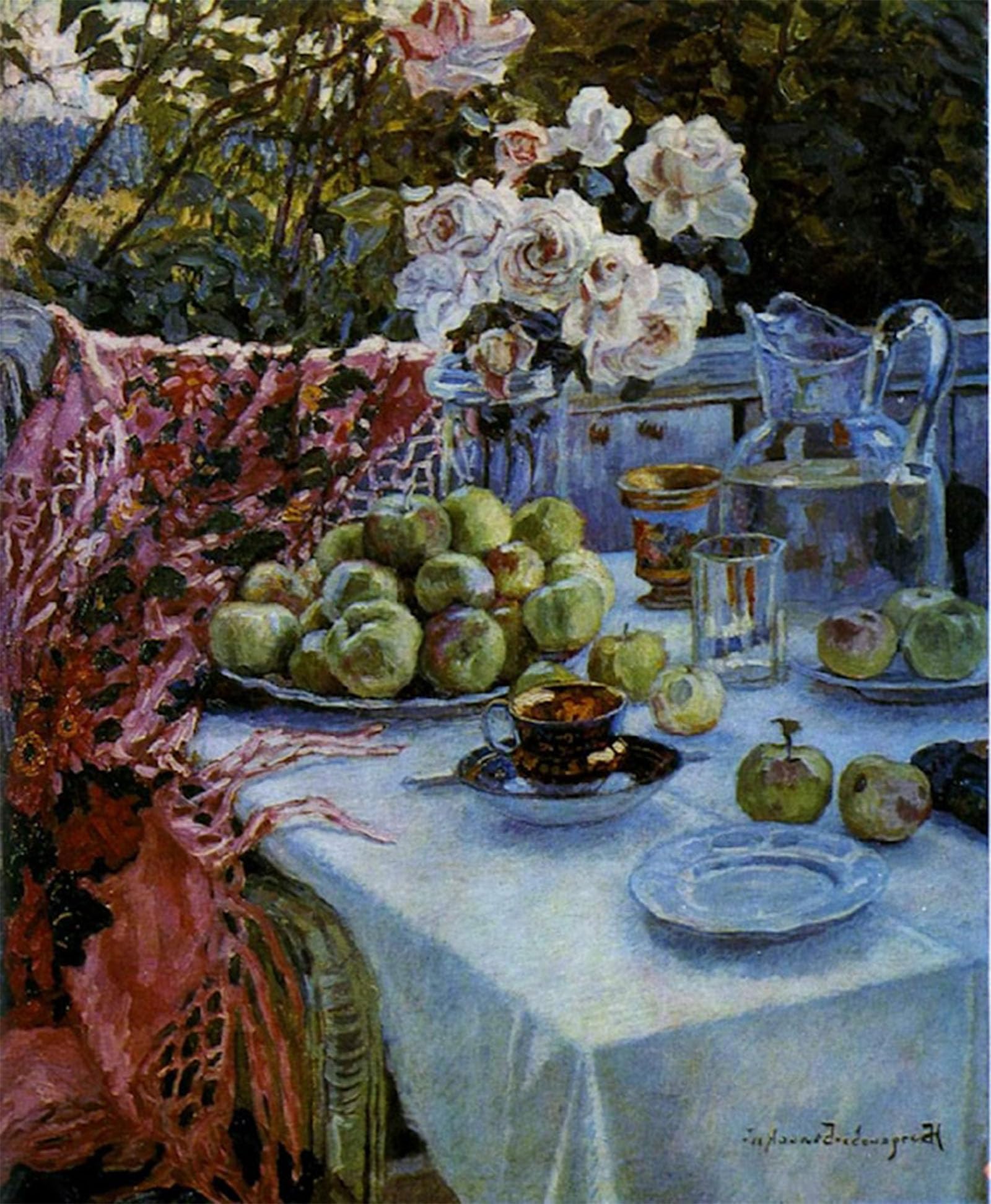 POSTERIIk Vintage Classic Picture Landscape Artwork Still Life with Green Nikolay Petrovich Bogdanov-Belsky Portrait Canvas Painting for Office Home Decor 60x90cm