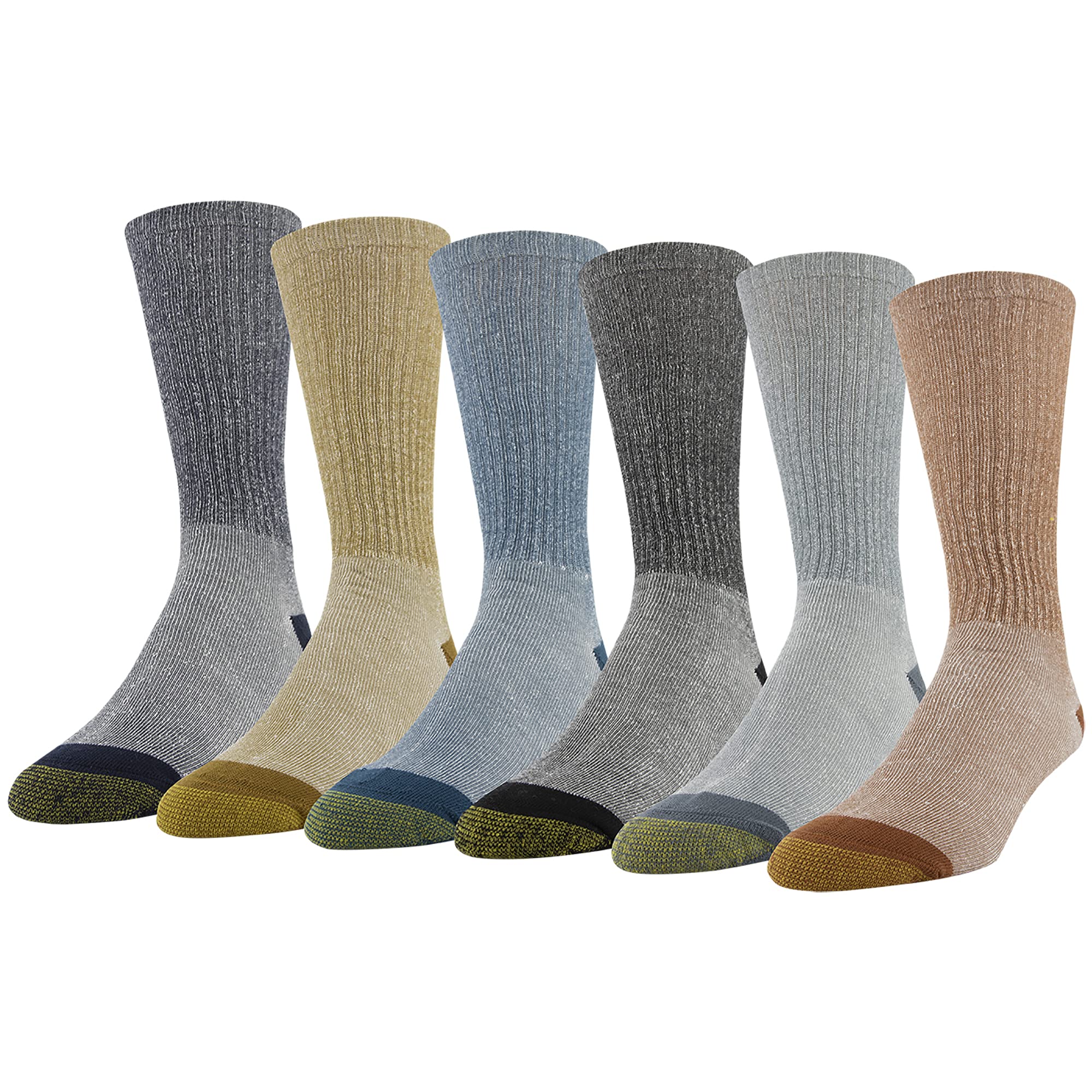 Gold Toe Men's 656s Cotton Crew Athletic Socks, Multipairs, Rust Assorted (6-Pairs), Large (Pack of 6)