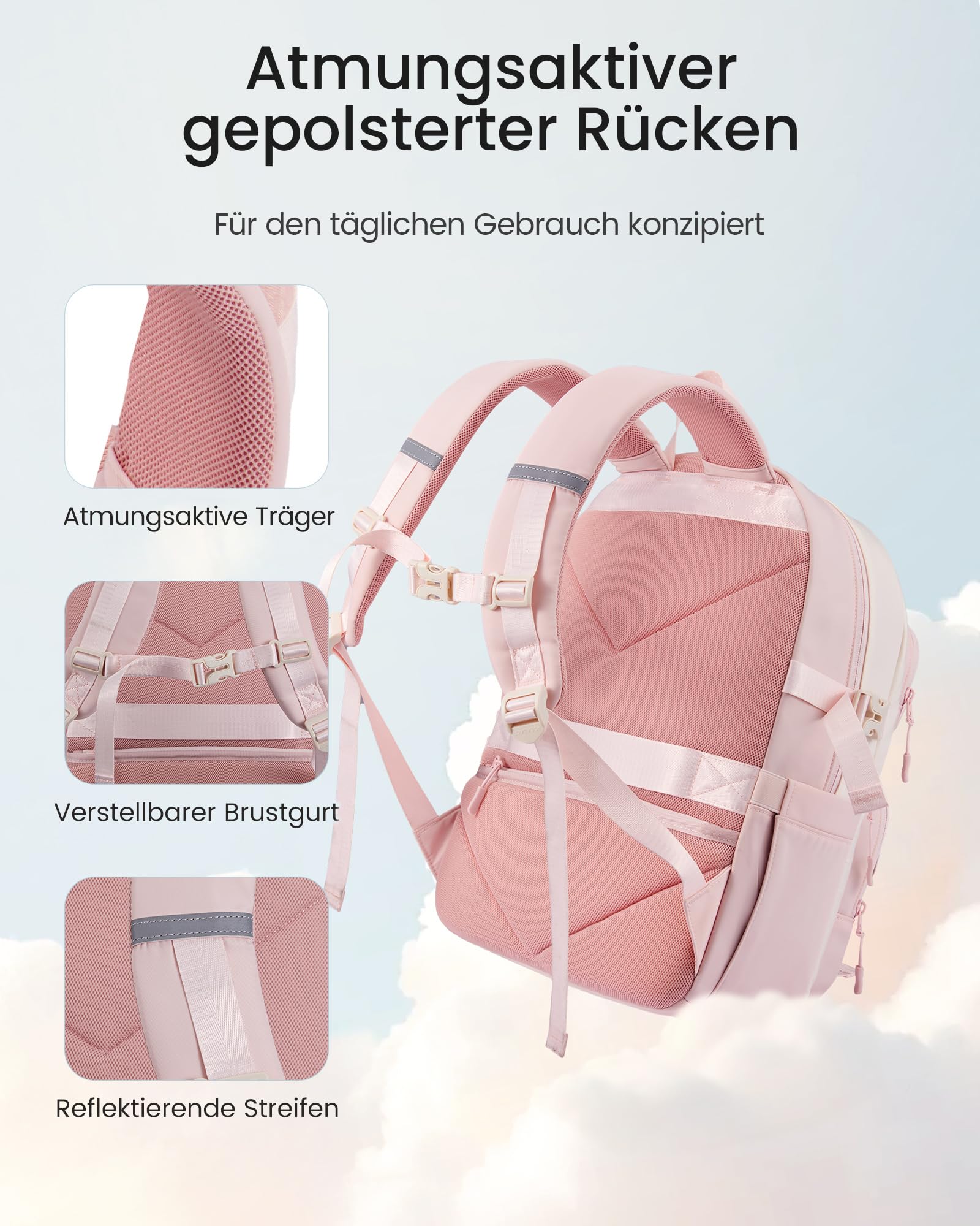 LOVEVOOK Schulrucksack Teenager Mädchen Schultasche Laptop Rucksack Damen | Schulranzen mit Vielen Fächern, 15,6 Zoll Groß Rucksack Schule 10-18 Jahre School Bag, Cute Backpack für Uni Arbeit Reise