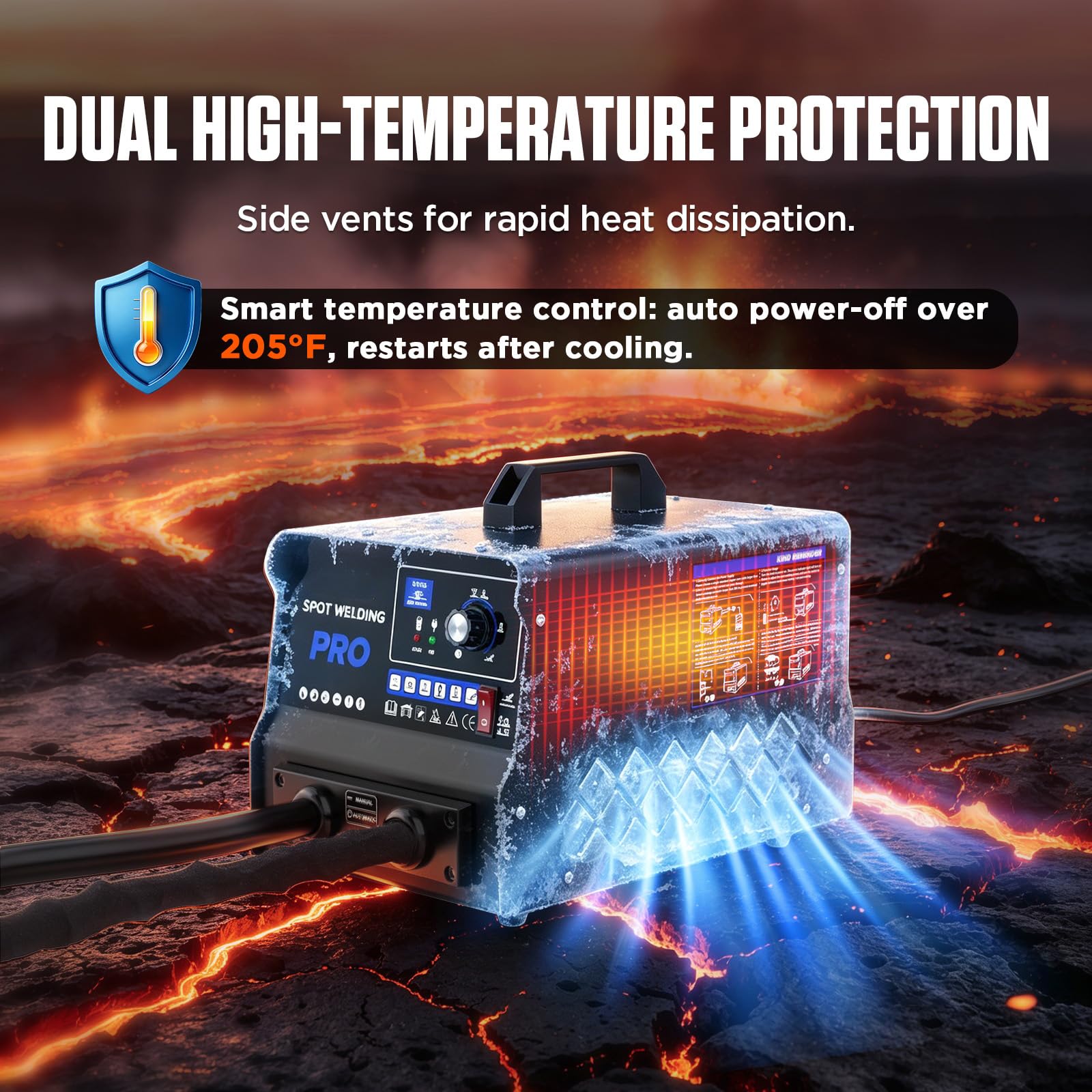 Soldador de espigas 3500W, reparación abolladuras auto, doble modo auto/manual, calentamiento por pulso y protección térmica. Pistola chapa 6 modos para sedán, SUV, camioneta