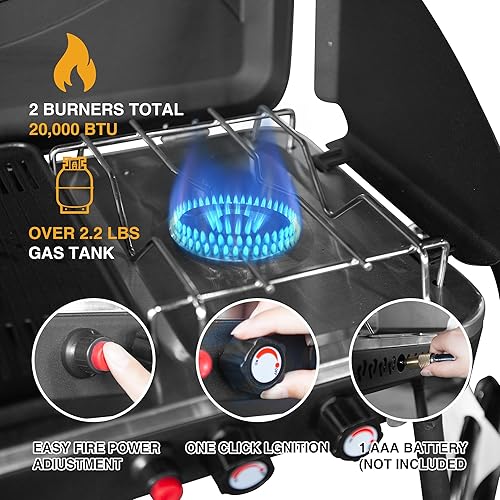 Miniatura 3 de Thunderbay Estufa de camping de 2 quemadores de propano portátil para campamento al aire libre, patio trasero, picnic, estufa de parrilla