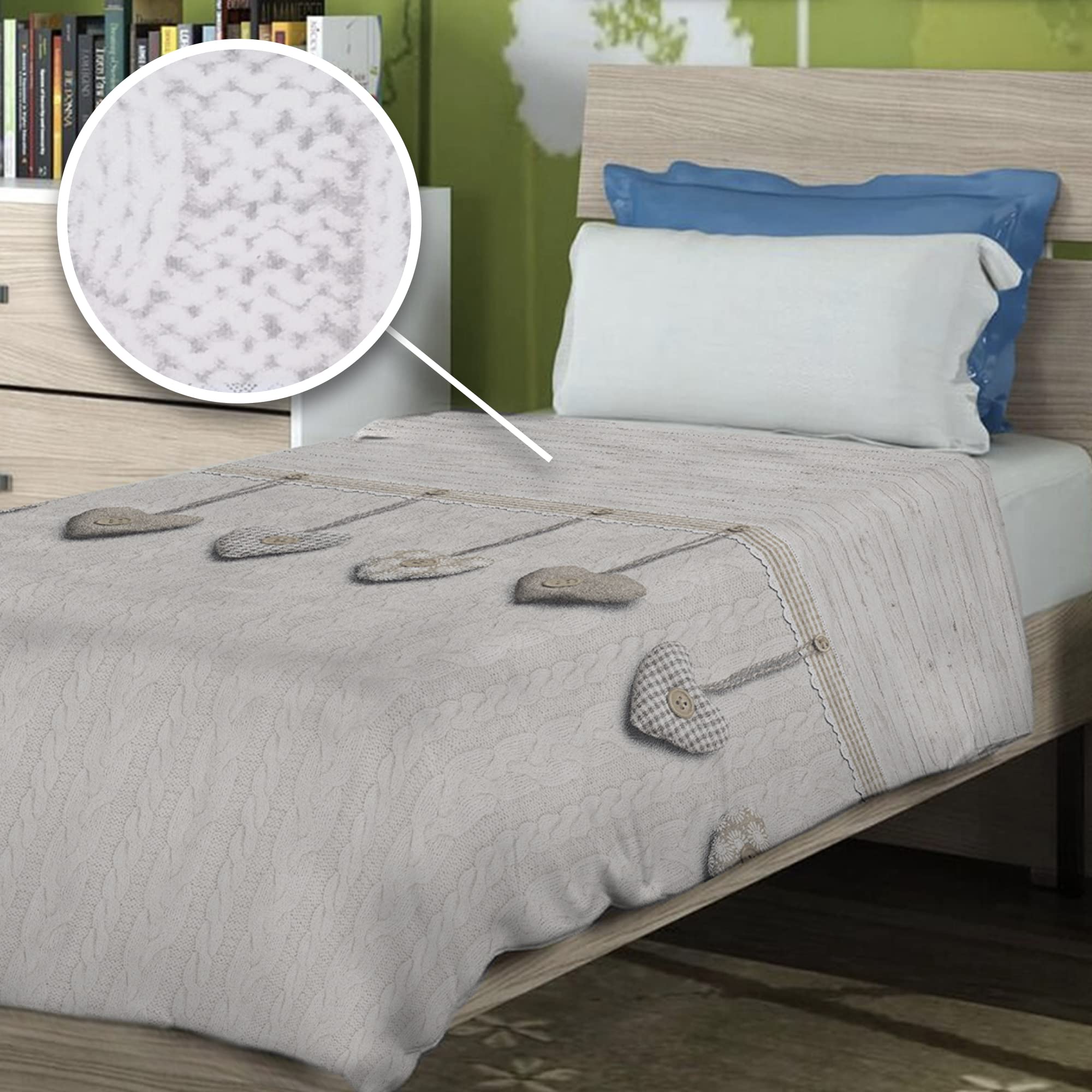PENSIERI DELICATI Bedspread 170 x 280 cm, Single Sheet 100% Cotton Pique, Ideal as a Furniture Cover, 1 Square Bed Blanket - Image 2