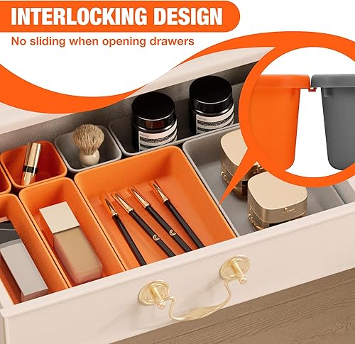 Miniatura 3 de ValueMax Juego de 21 organizadores de cajones de escritorio, contenedores organizadores de cajones entrelazados de material PP para oficina,