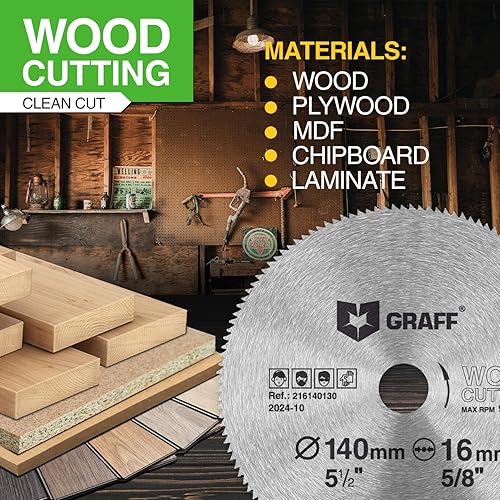 Miniatura 5 de Hoja de sierra circular de 5 1/2 pulgadas para madera, madera contrachapada, laminado, paneles de yeso, plástico – Disco de corte de madera 130T con