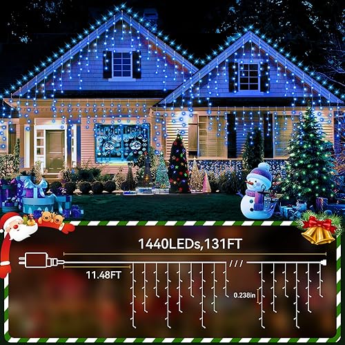Miniatura 2 de Luces de Navidad de 131 pies para exteriores, 1440 luces LED de Navidad, impermeables, enchufables, con 8 modos y temporizador, luces de Navidad