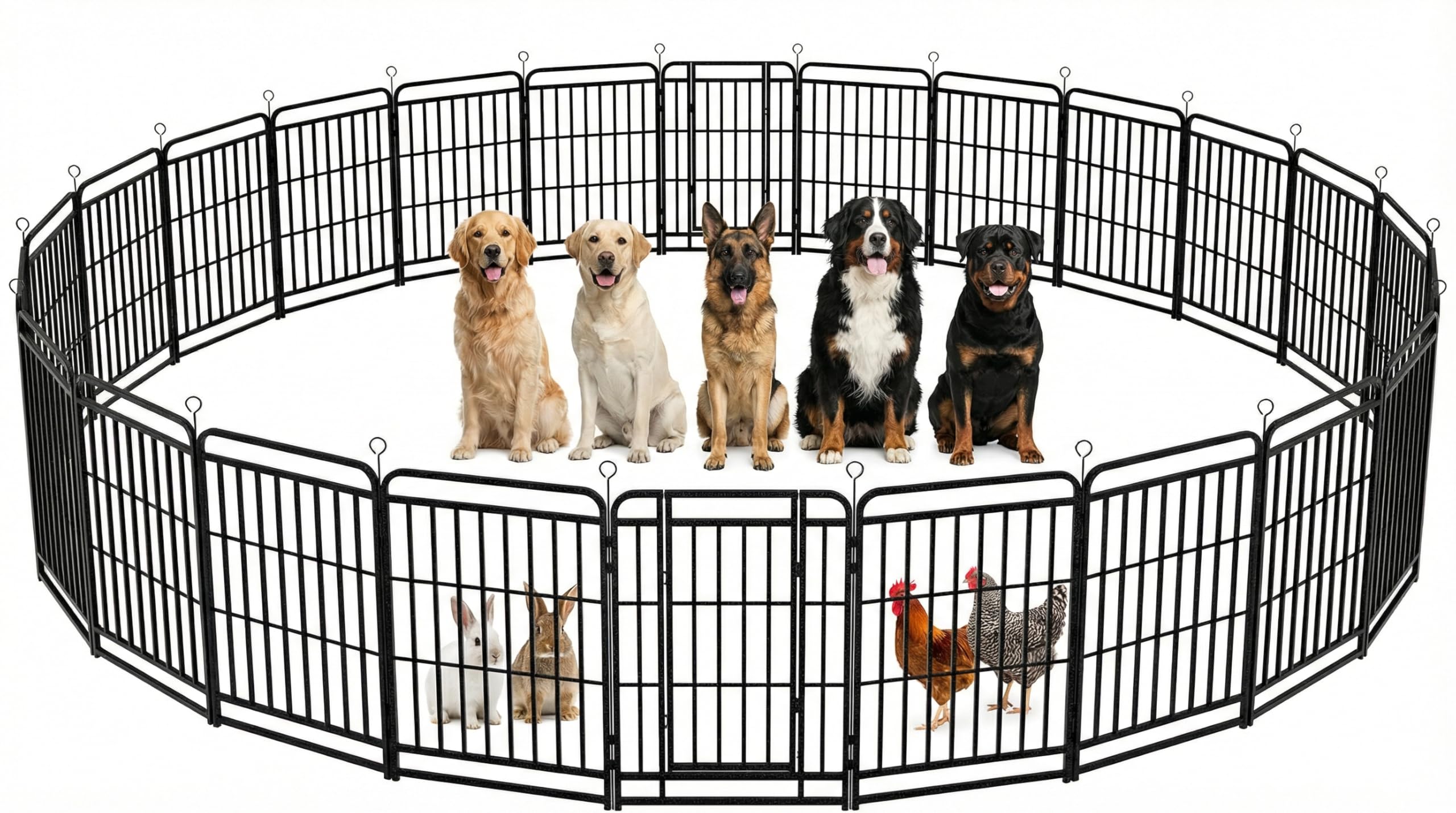 Dog Fence Outdoor for Yard 24 Panels 40'' Rustproof Metal Dog Playpen