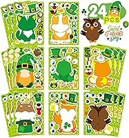 Vista 1 de 24 hojas de calcomanías del Día de San Patricio Combina y crea una cara Calcomanías de animales Suministros de recuerdos de fiesta del Día de San