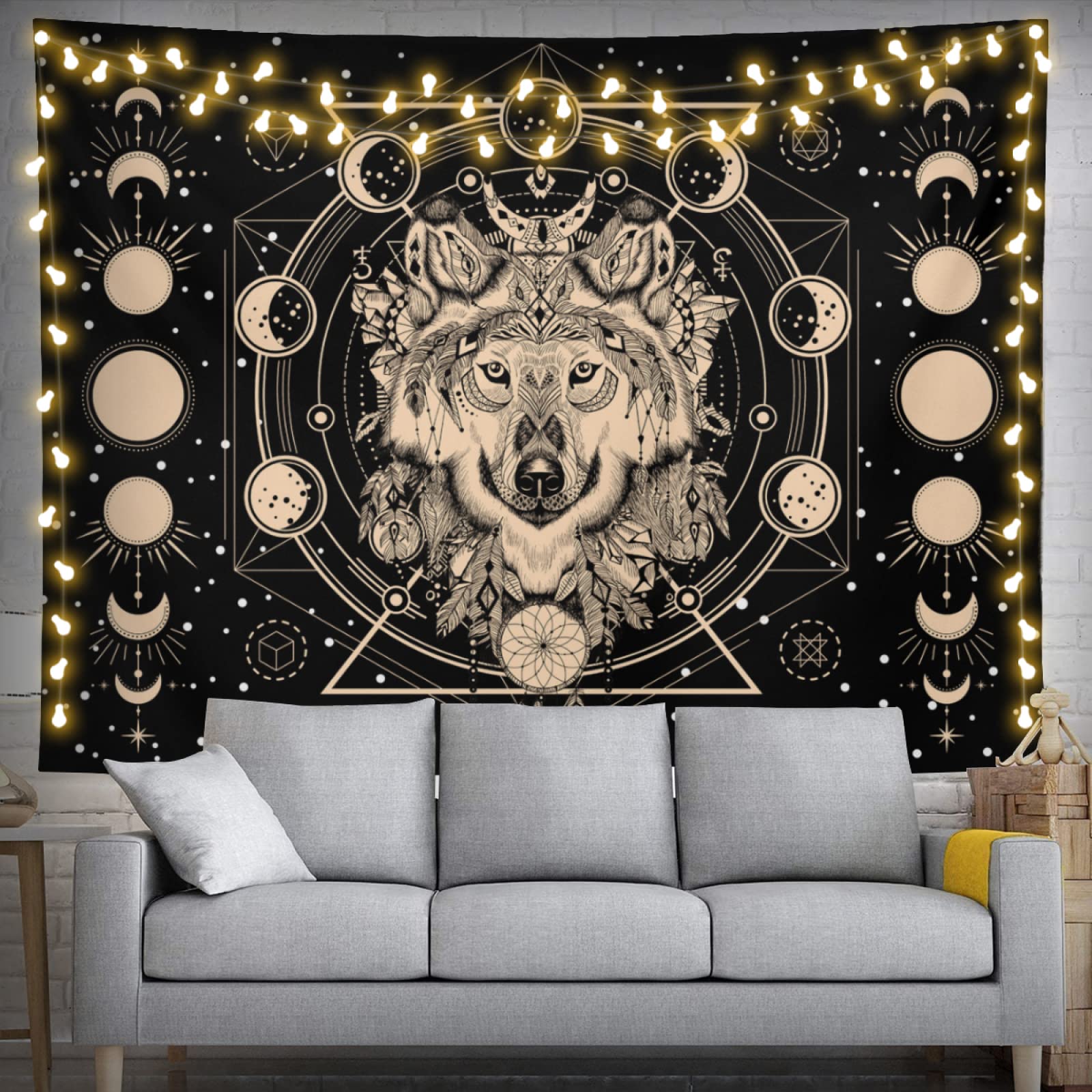 Wolf Moon Tapestry 60" X 40" Wall Hanging Party Decorations Home Decor For Bedroom Living Room Dorm (150 X 100cm)