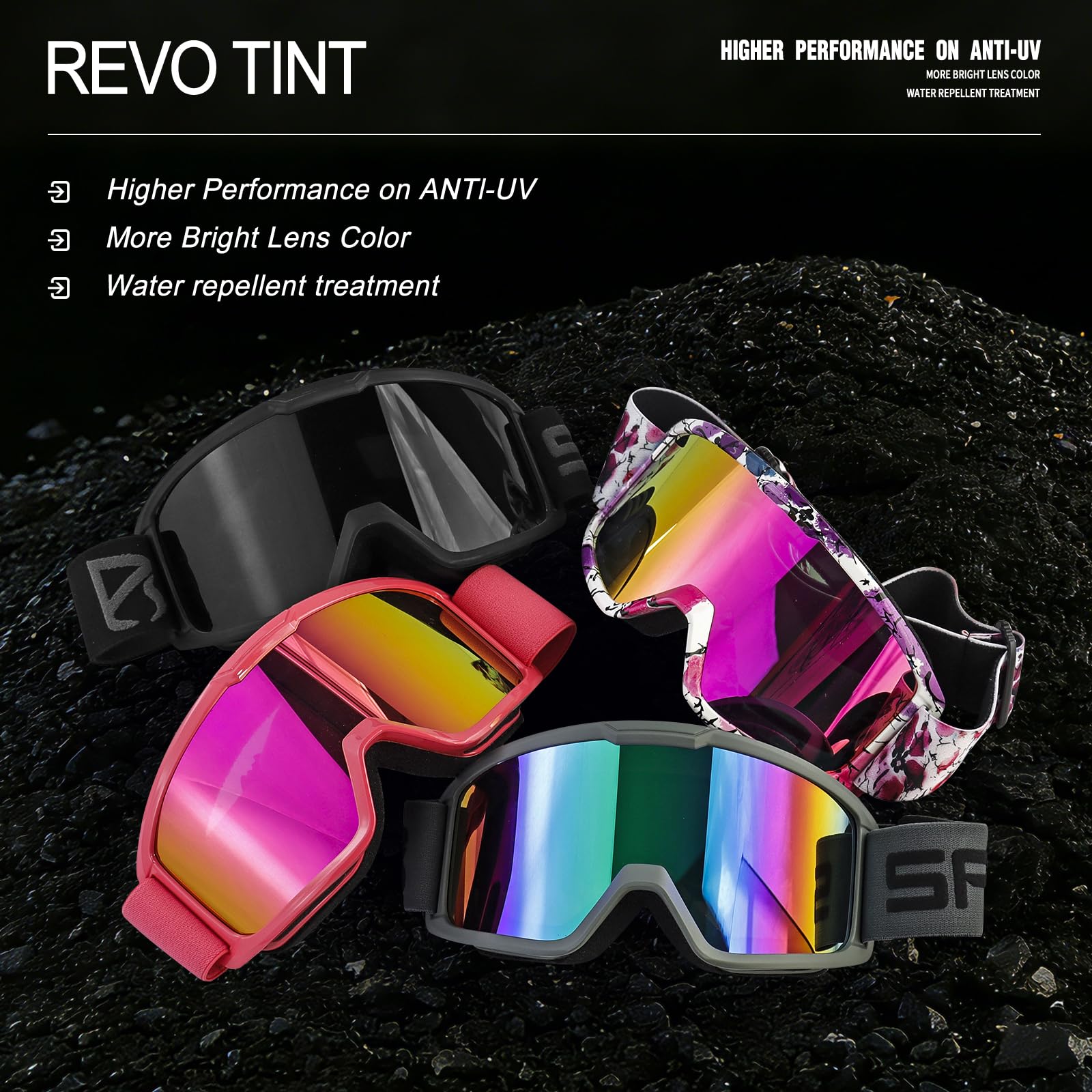 Lunettes de moto tout-terrain pour homme et femme - Protection UV400 MX OTG - Lunettes de course tout-terrain