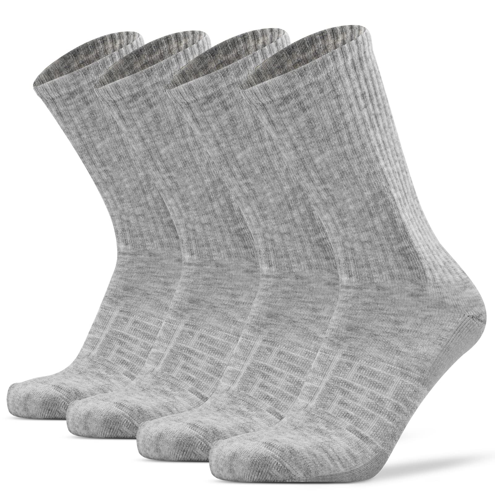 JSPA 1/4 Pack Men's Merino Wool Hiking Sport Socks Women's Crew Warm Cushioned Outdoor Athletic Socks for Walking Running