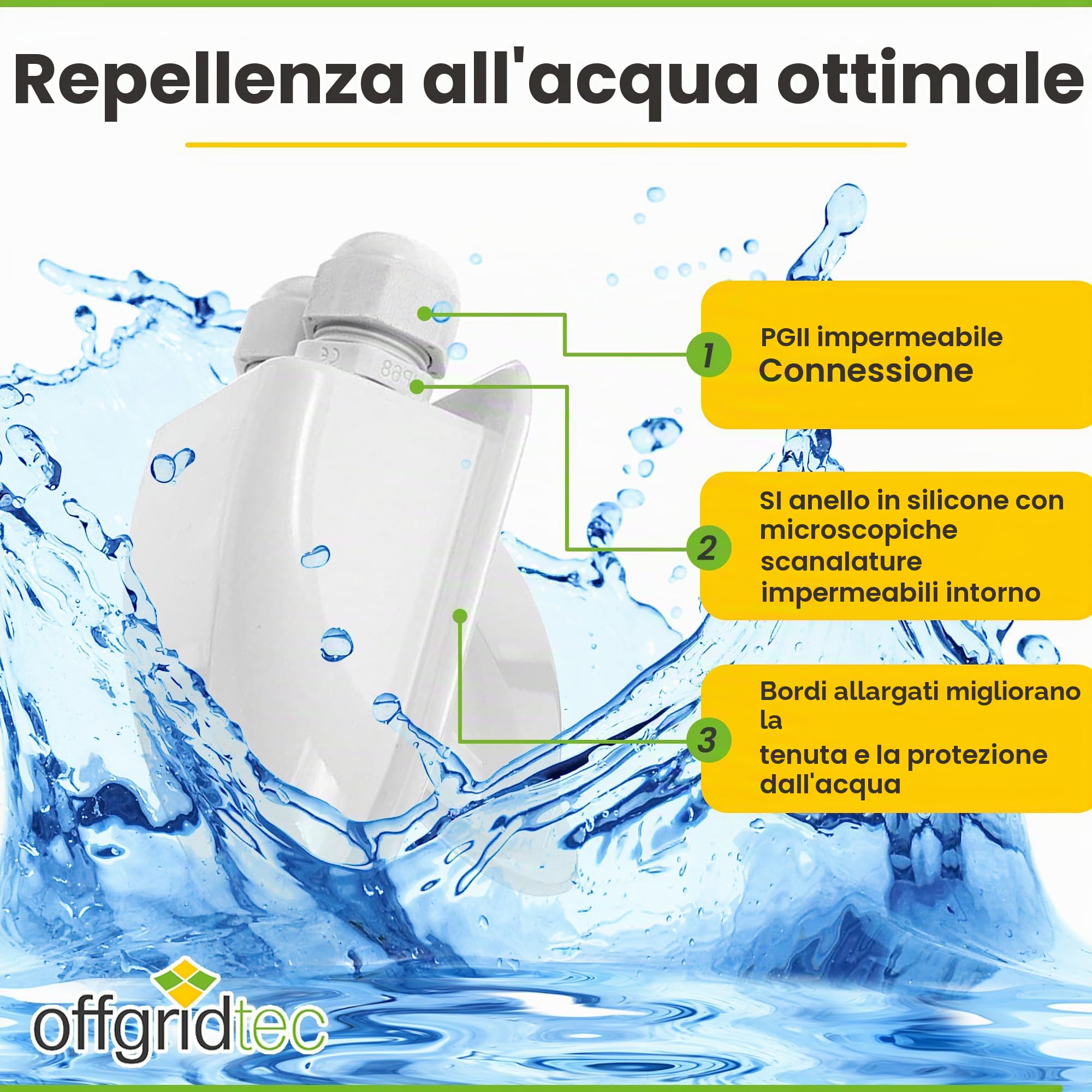 Offgridtec Pssacavo per tetto a 2 moduli, Bianco, per camper caravan barca solare, passacavo ABS, 1 pezzi, 006420, 2 vie/bianco/chiaro