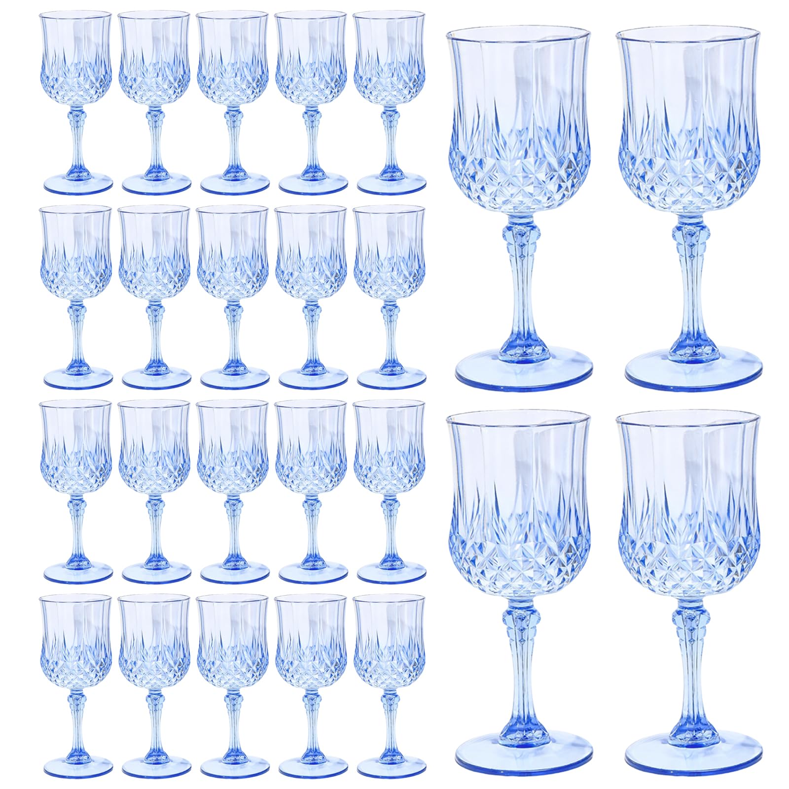 Gobelets de table, collection de 24 pièces en verre gaufré pour les moments de port, hébergement de réception, service de boissons de pique-nique, gobelets en relief, verres à vin, tasses de service