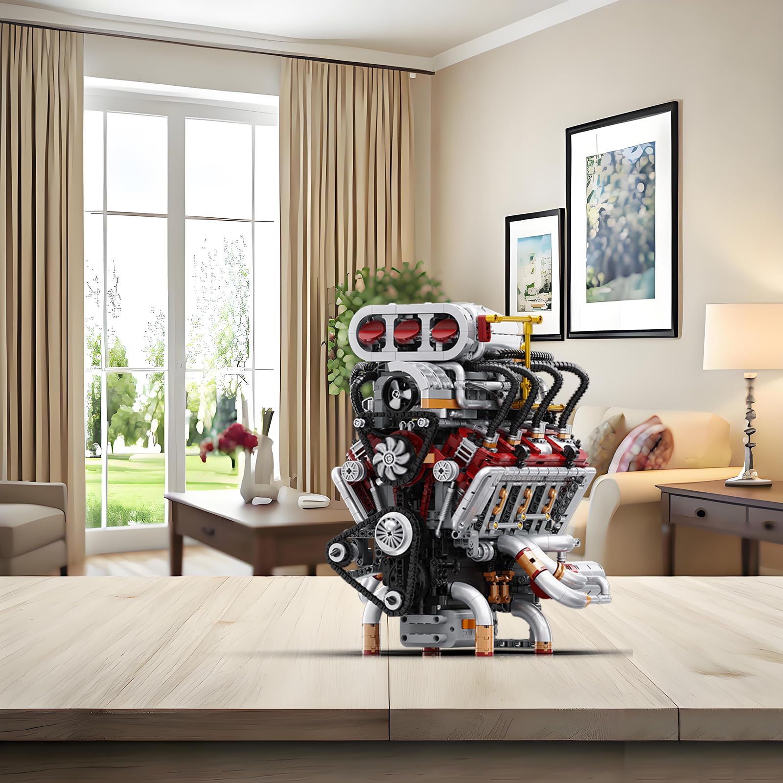 Technik V8 - Kit di montaggio motore per adulti con V8, motore a pistone, MOC fai da te STEM hobby, giocattoli regali per bambini e ragazzi (2347 pezzi)