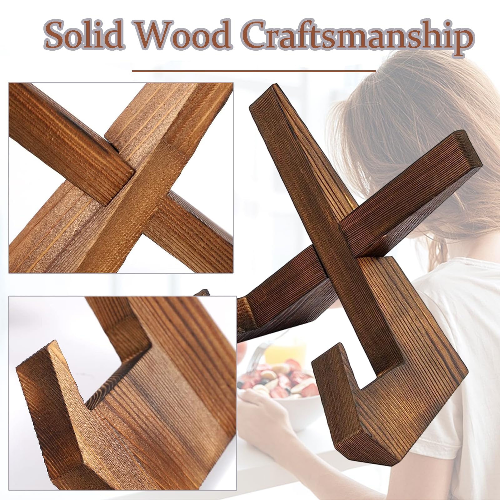 Wooden Cookbook Holder for Display Stand for Display Portable Recipe Book Holder Stand Cookbook Holder for Reading Cookbook Holder Stand for Kitchen Recipe Book Stands for Kitchen - Image 4
