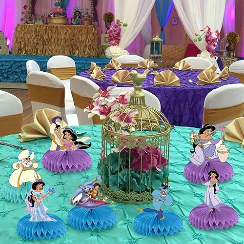 Miniatura 6 de 8 piezas de suministros de fiesta de cumpleaños de Aladdin decoraciones de mesa temática de jazmín y aladino decoraciones de mesa auxiliar dobles 3D