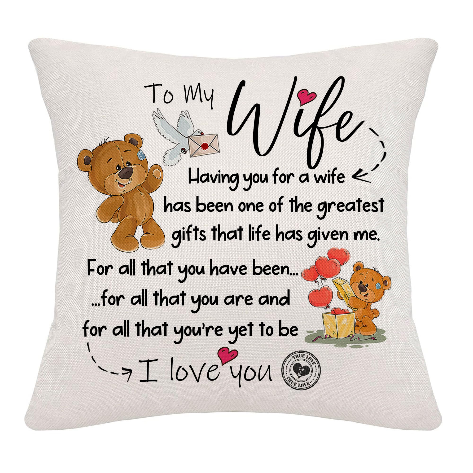 Hardeson To My Wife Birthday Gifts, Anniversary Cushion Covers Gifts for Her, Home Decor Linen Pillowcases Throw Pillow Cover, Valentines Day Presents for Wife from Husband