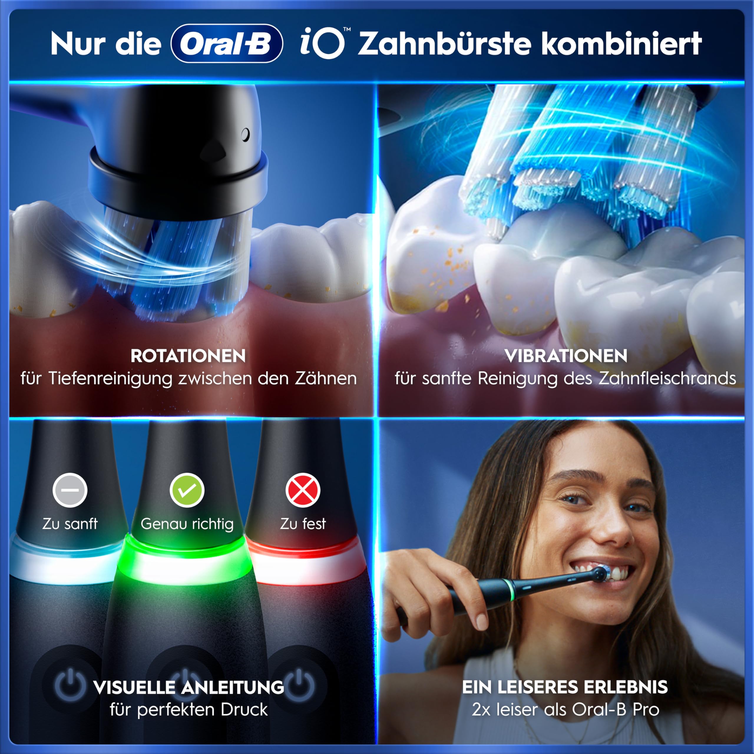 Oral-B iO Series 5 Elektrische Zahnbürste, Schwarz | Inkl. 3 Aufsteckbürsten, Reise-Etui, Electric Toothbrush mit 5 Putzmodi für Zahnpflege