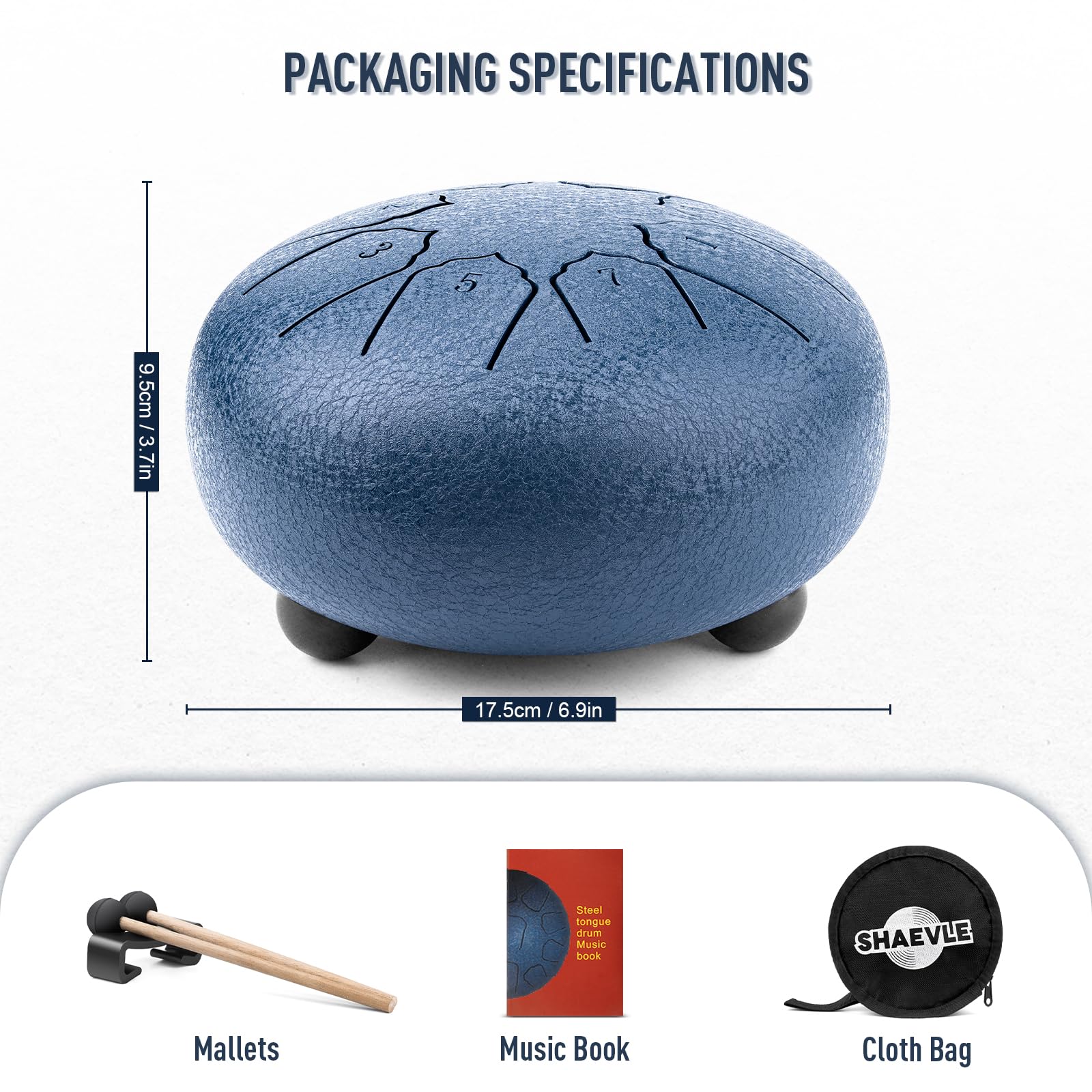 Steel Tongue Drum 6 pollici 8 note Calm Drums, C Key Rain Drum Tamburi portatili Handpan, strumento a percussione Chakra con mazzuoli, borsa per tamburi, libro di musica