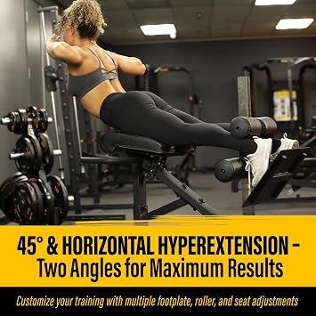 PowerTec Fitness Dual Hyperextension - Crunch Exercise Bench for Home Gym, Black - Multipurpose Back Extension Machine to Strengthen Core, Back, Glutes, Abs - Premium Strength Training Equipment